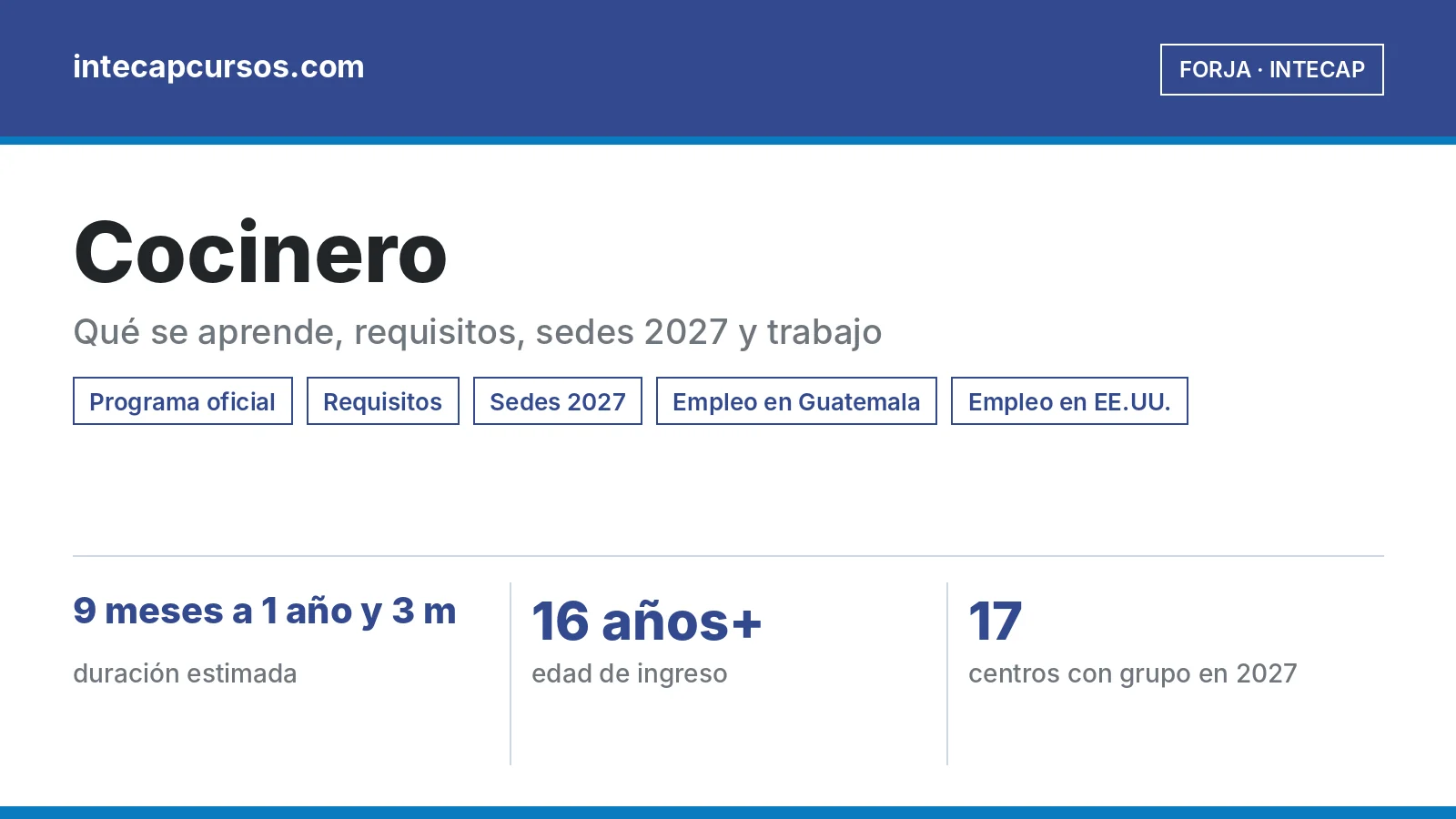 Cocinero (FORJA, INTECAP): guía de la carrera