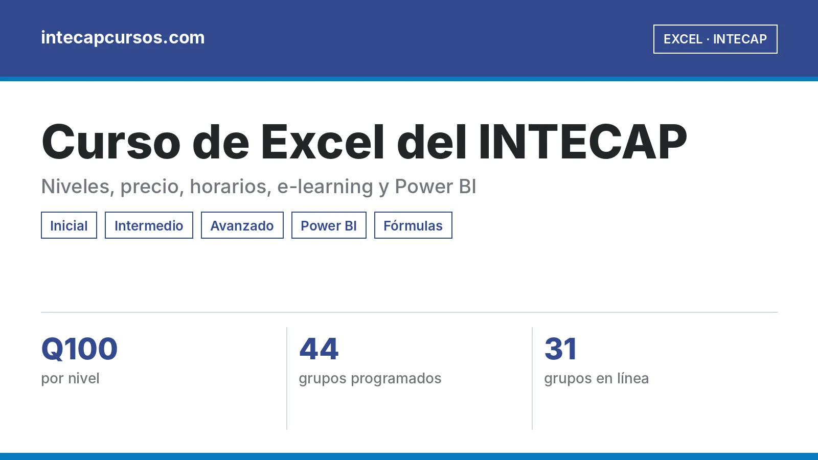 Guía del curso en el INTECAP — excel