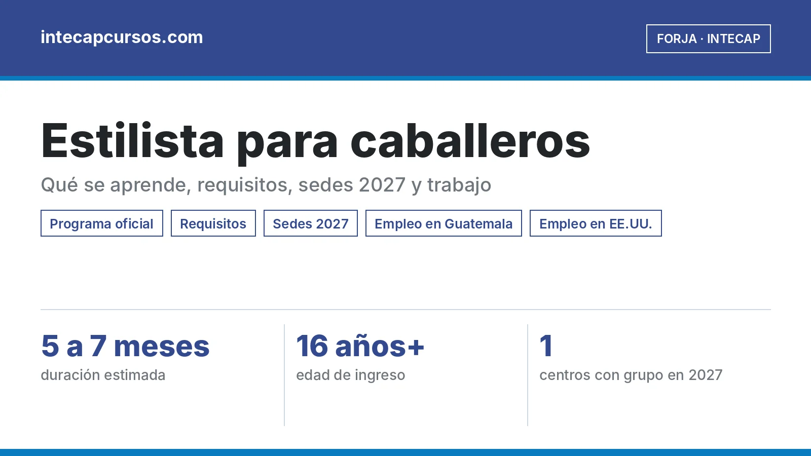 Estilista para caballeros (FORJA, INTECAP): guía de la carrera