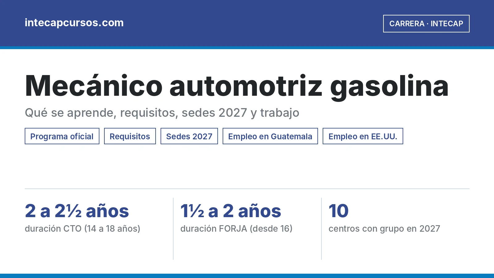 Mecánico automotriz gasolina en el INTECAP: guía de la carrera