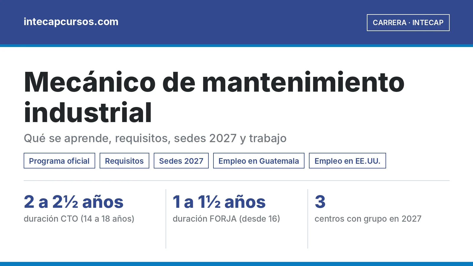 Mecánico de mantenimiento industrial en el INTECAP: guía de la carrera