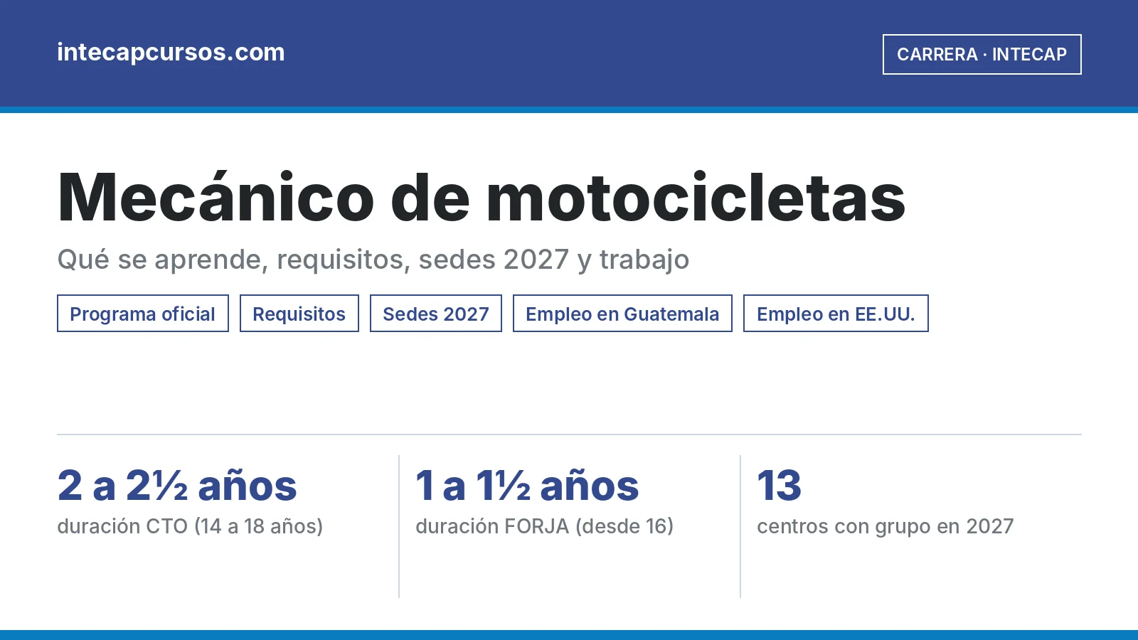 Mecánico de motocicletas en el INTECAP: guía de la carrera