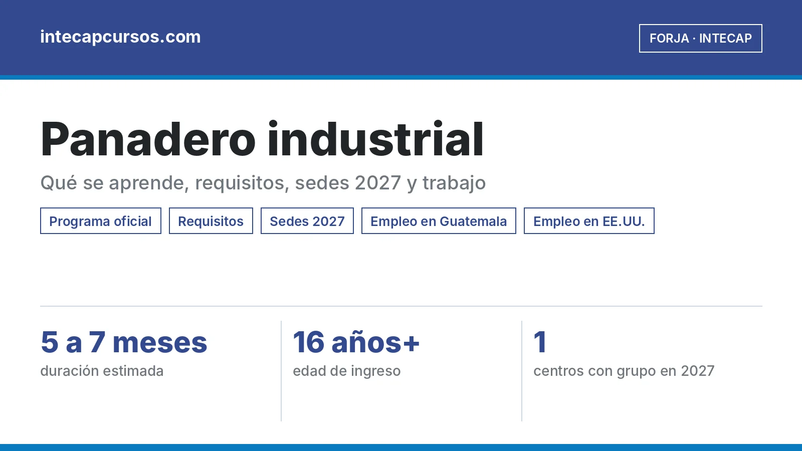 Panadero industrial (FORJA, INTECAP): guía de la carrera