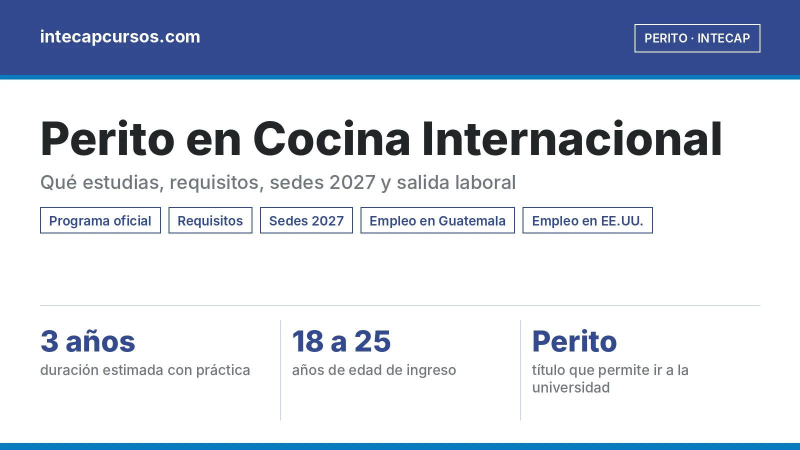 Perito en Cocina Internacional del INTECAP: guía de la carrera