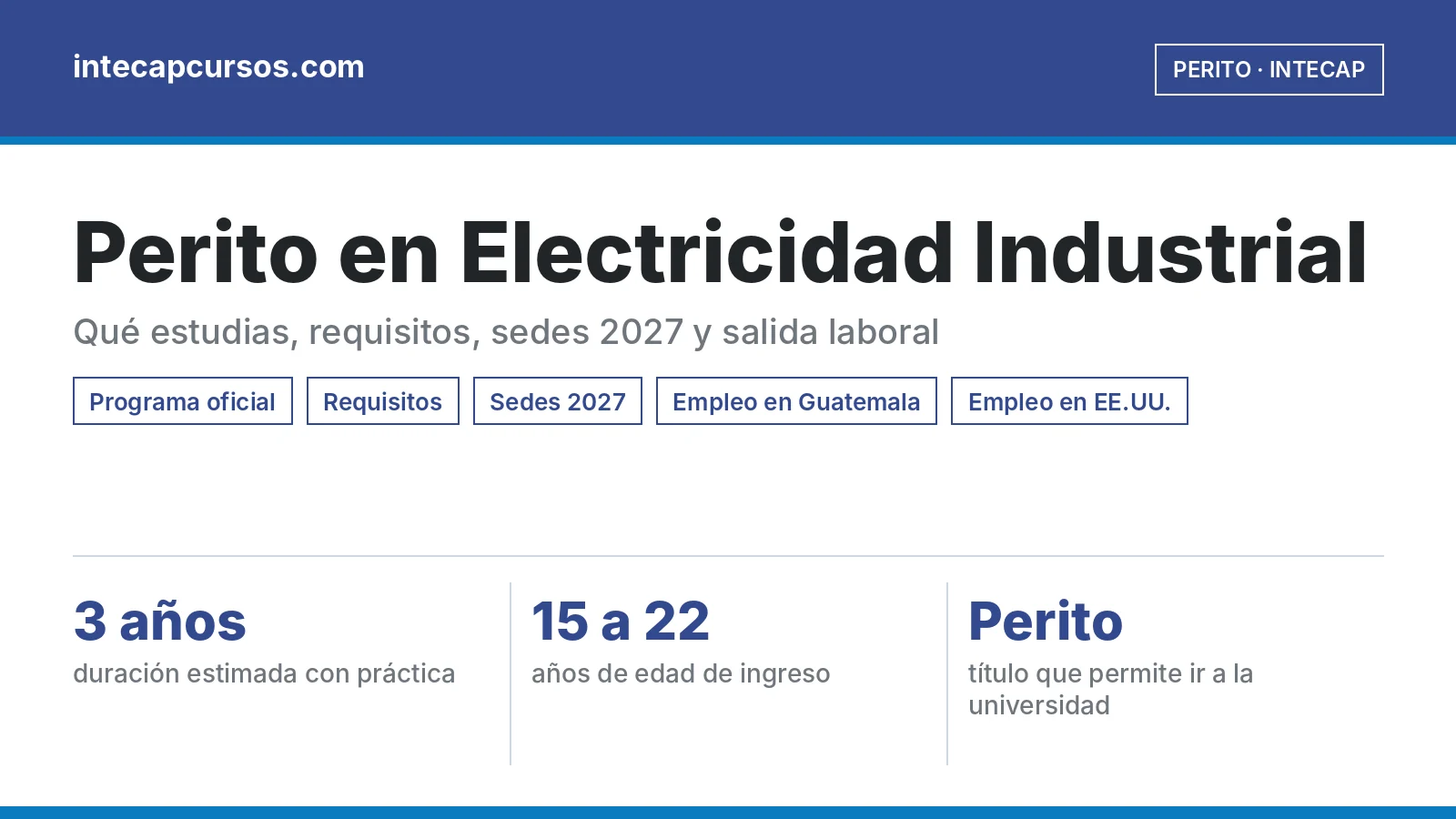 Perito en Electricidad Industrial del INTECAP: guía de la carrera