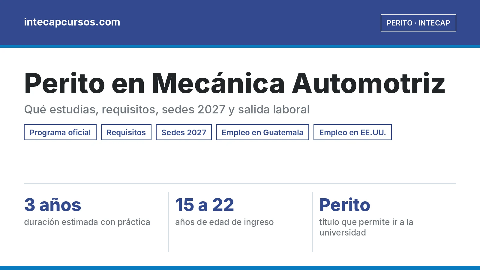 Perito en Mecánica Automotriz del INTECAP: guía de la carrera