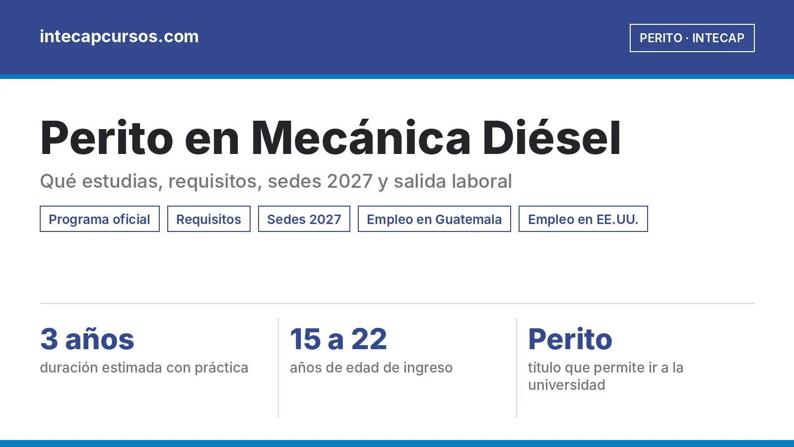 Perito en Mecánica Diésel del INTECAP: guía de la carrera