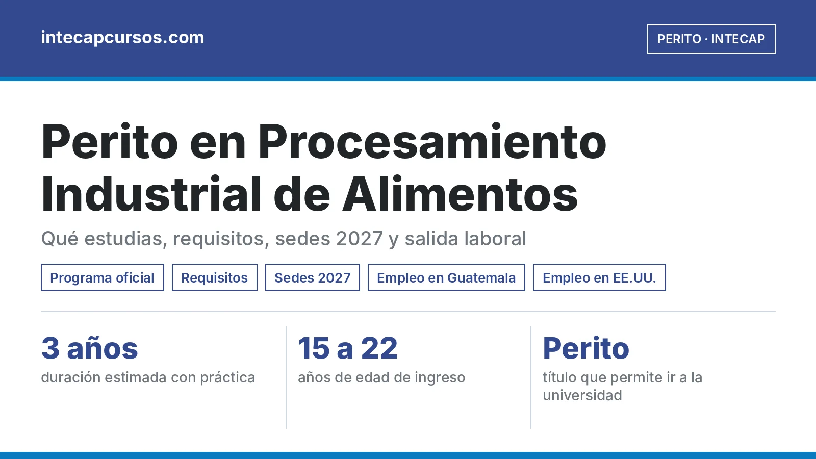 Perito en Procesamiento Industrial de Alimentos del INTECAP: guía de la carrera