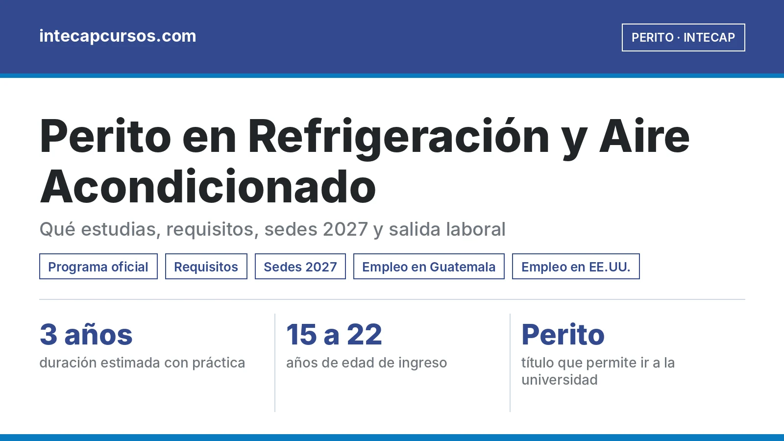 Perito en Refrigeración y Aire Acondicionado del INTECAP: guía de la carrera