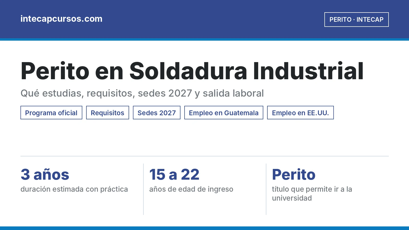 Perito en Soldadura Industrial del INTECAP: guía de la carrera