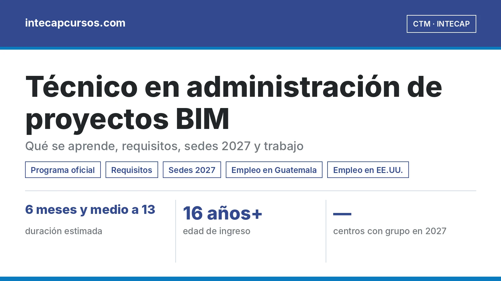 Técnico en administración de proyectos BIM (CTM, INTECAP): guía de la carrera