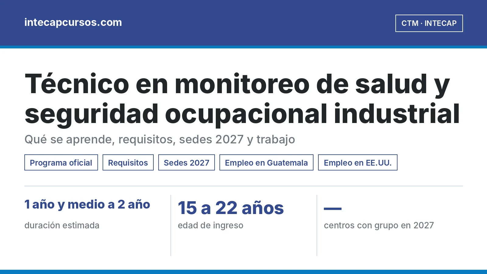 Técnico en monitoreo de salud y seguridad ocupacional industrial (CTM, INTECAP): guía de la carrera