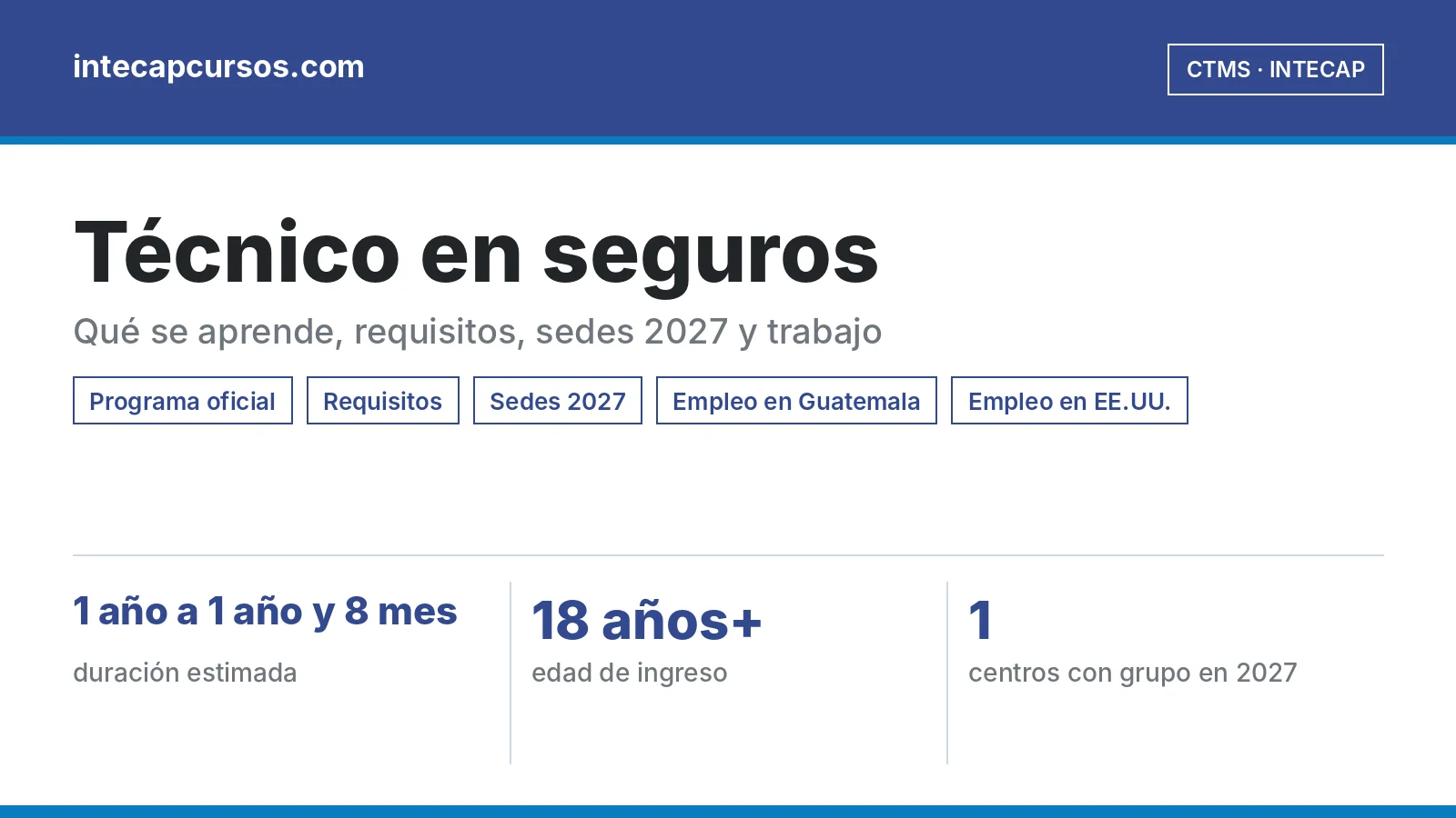 Técnico en seguros (CTMS, INTECAP): guía de la carrera