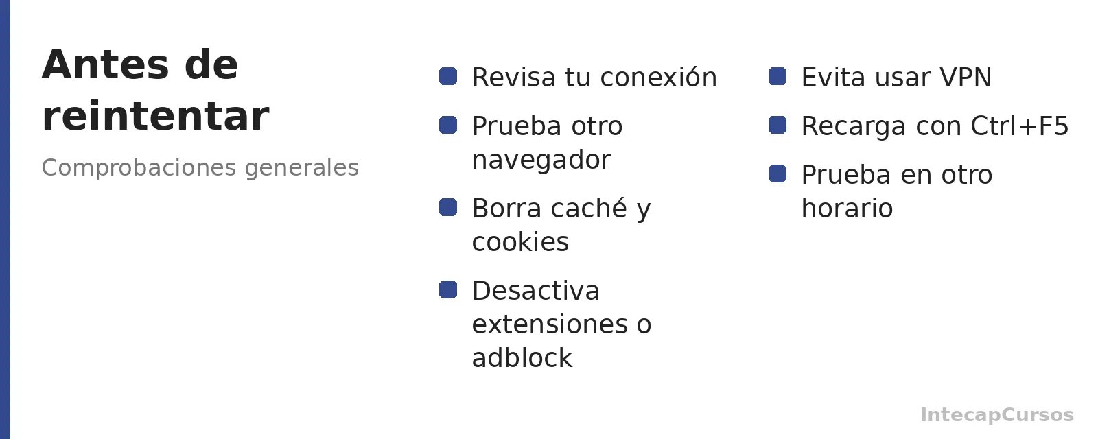 Comprobaciones si el portal de INTECAP no carga