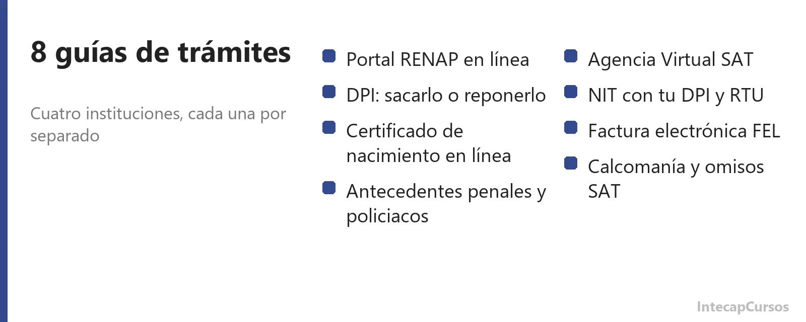 Ocho guias sobre tramites en Guatemala
